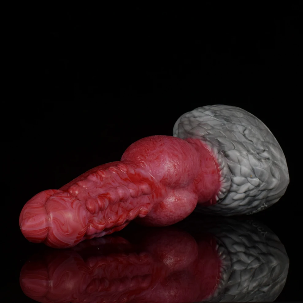 FAAK New Dragon Dildo Gory Meat Color Large Knot Dog Penis Curve Silicone Anal Plug G-spot Stimulate Femal Masturbator Sex Toy