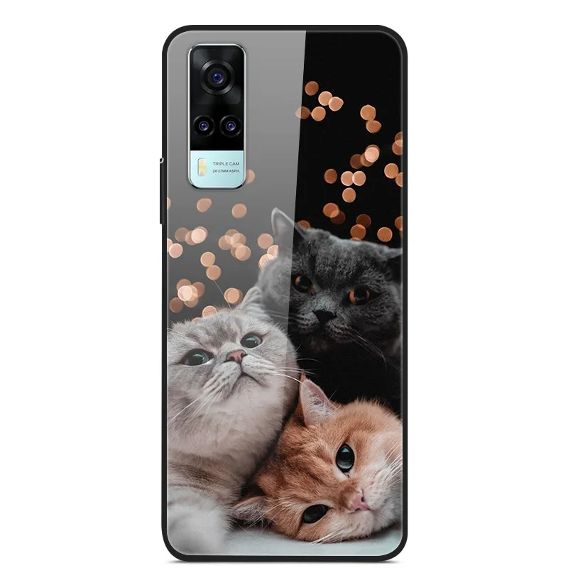 Tempered Glass Case For Vivo Y31 Y51 Case Soft Silicome Bumper For Vivo Y51 Y31 Phone Case Hard Glass Back Cover Y 31 Y 51 Funda