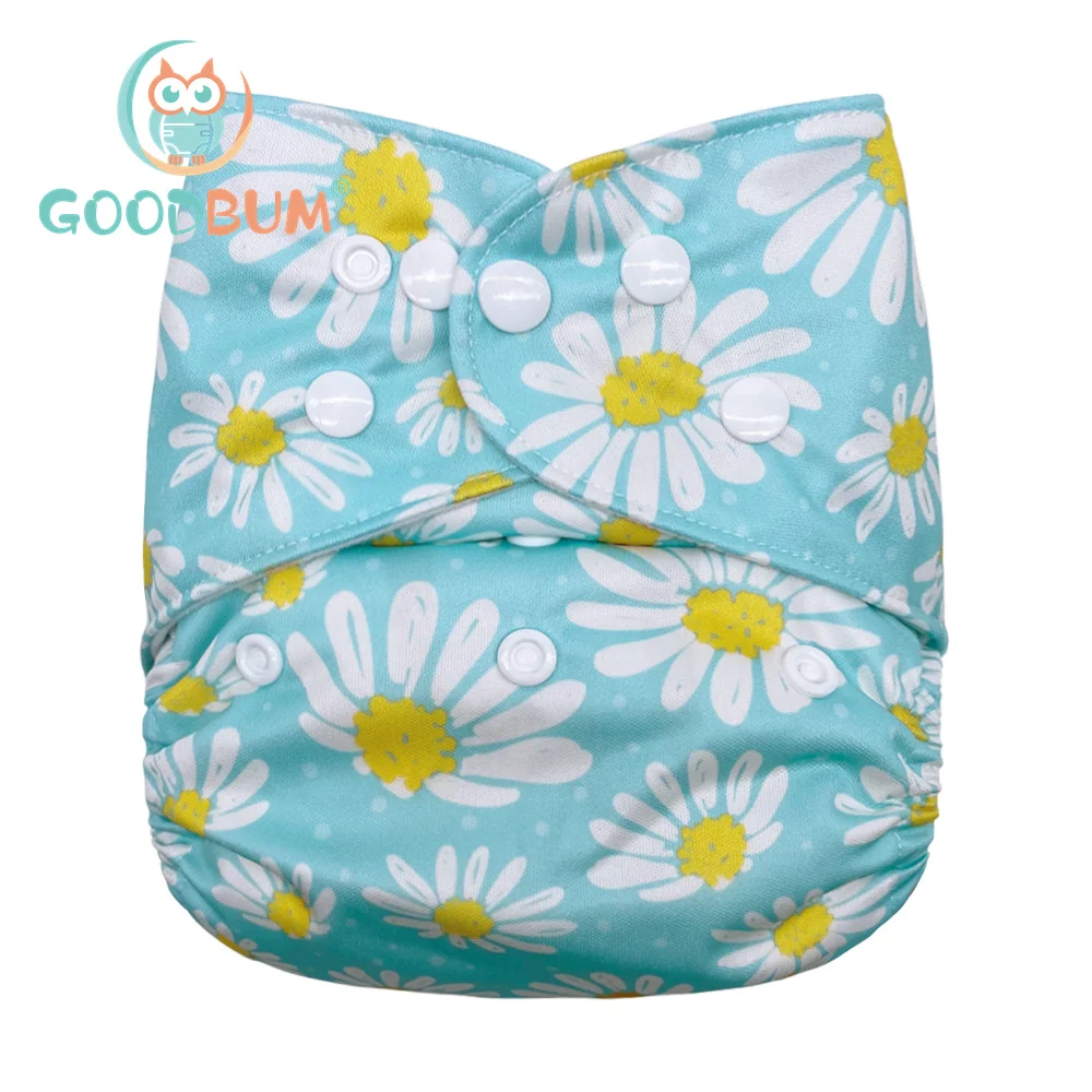 

Goodbum Flower Print Washable Adjustable Cloth Diaper Double Row Snaps Cloth Nappy For Baby