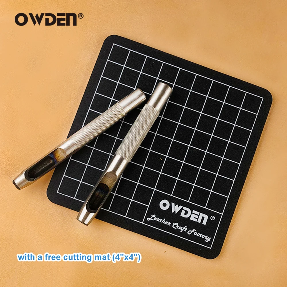 OWDEN 9Pcs Leather Hole Punch Set Leathercraft Belt hole Punch Canvas Hollow Punch Leather Tools Kit