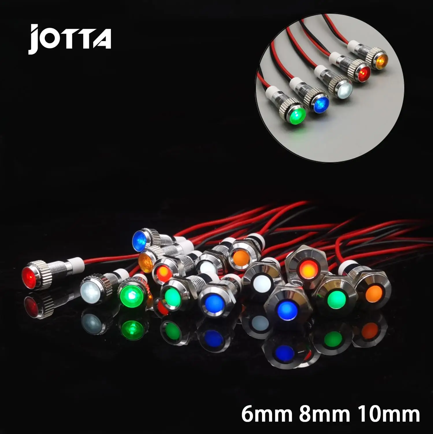 1 pz 6mm 8mm 10mm indicatore luminoso in metallo lampada spia filo pilota 6V 12V 24V 220V impermeabile IP67