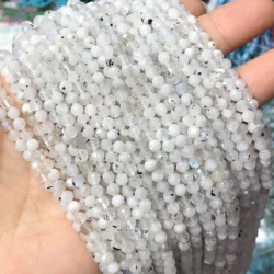 2/3/4mm 100% Natural Faceted Black Spot Blue Moonstone Beads Loose Spacer Rondelle Beads For Jewelry Making Diy Accessories