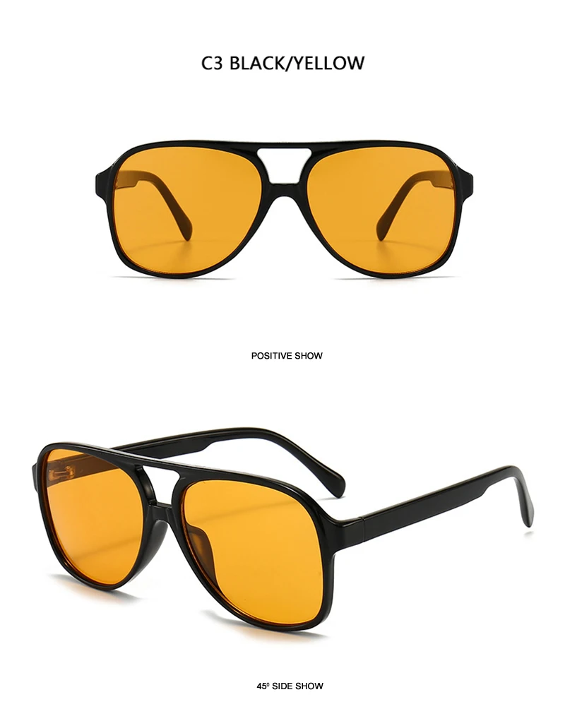 FUQIAN Retro Übergroße Sonnenbrille Männer Frauen Mode Pilot Polarisierte Sonnenbrille Für Unisex Vintage Gradienten Outdoor Brillen – Detail 12