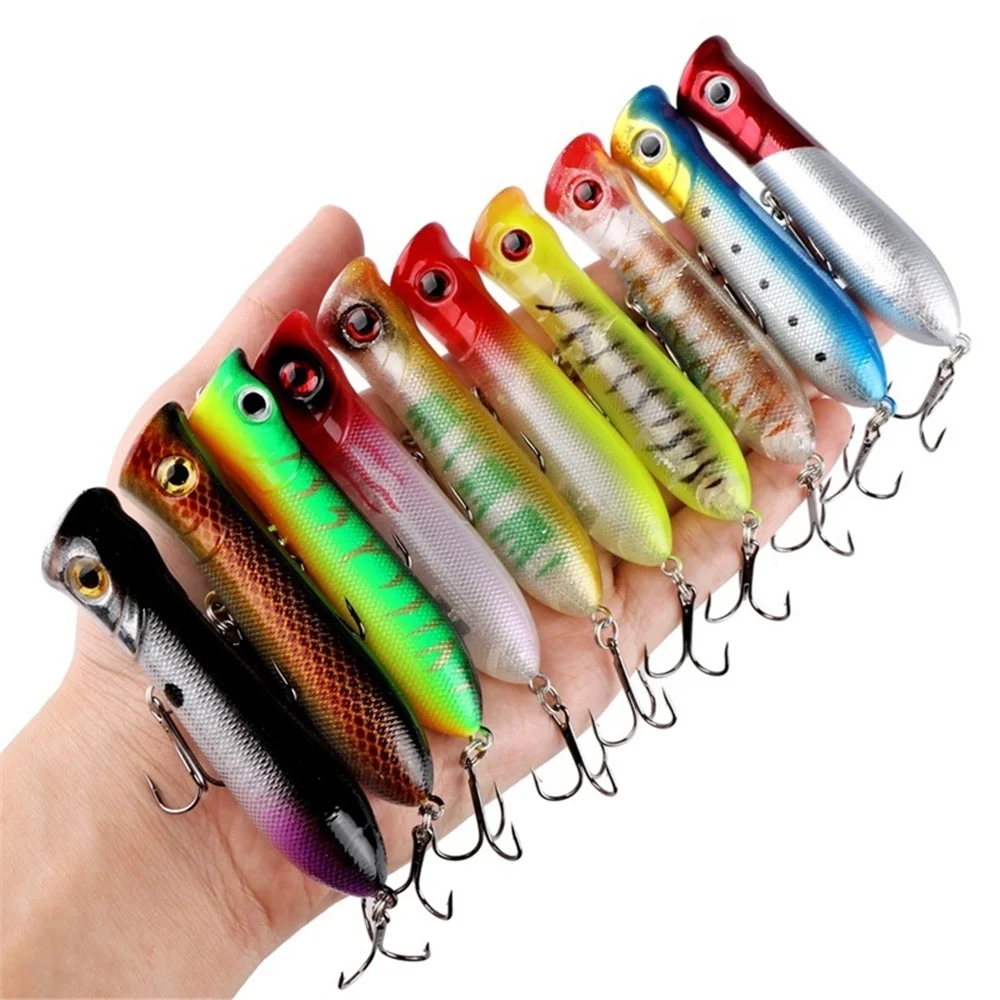 1 Uds 8cm 11,6g Pesca Artificial cebo duro de agua Popper Señuelos de Pesca para Bass perca Lucio de trucha abordar Wobbler Crankbait - imagen 4