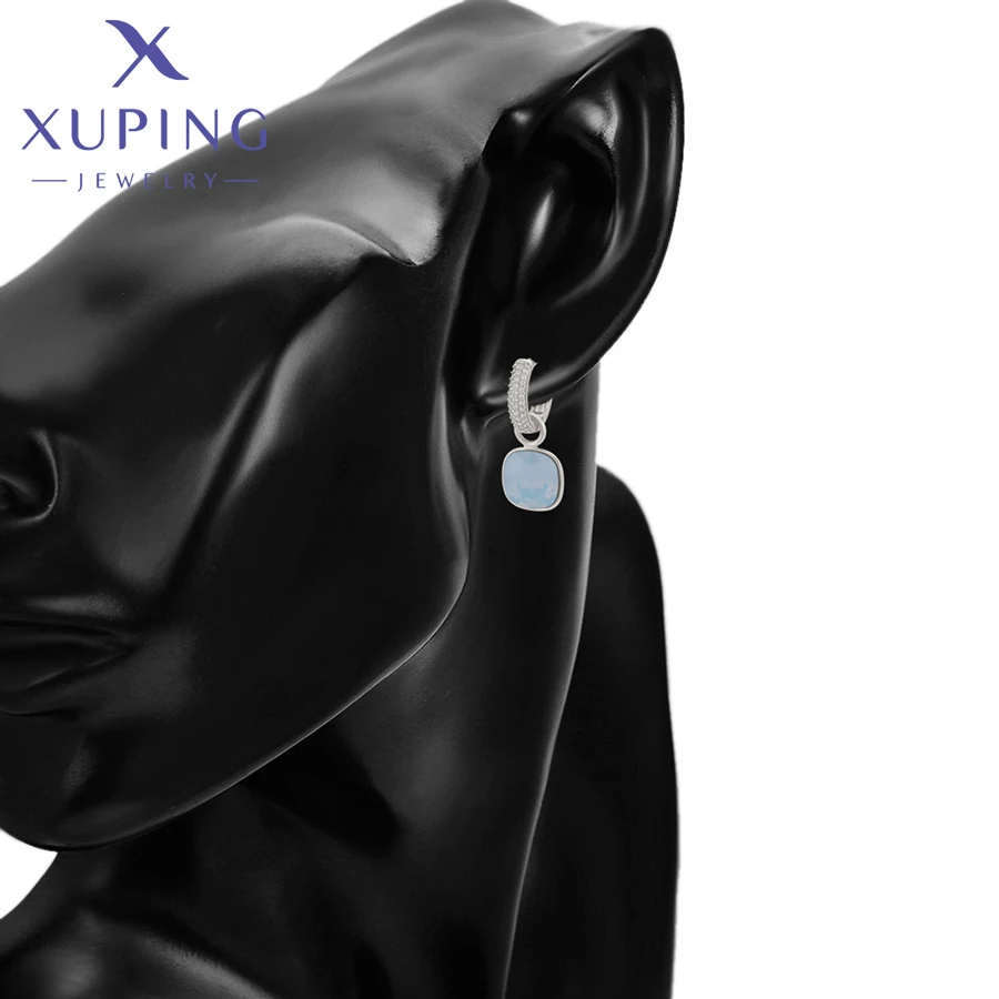Xuping Jewelry Popular Square Shaped Crystals Jewelry Set with Necklace and Earrings for Women Gift