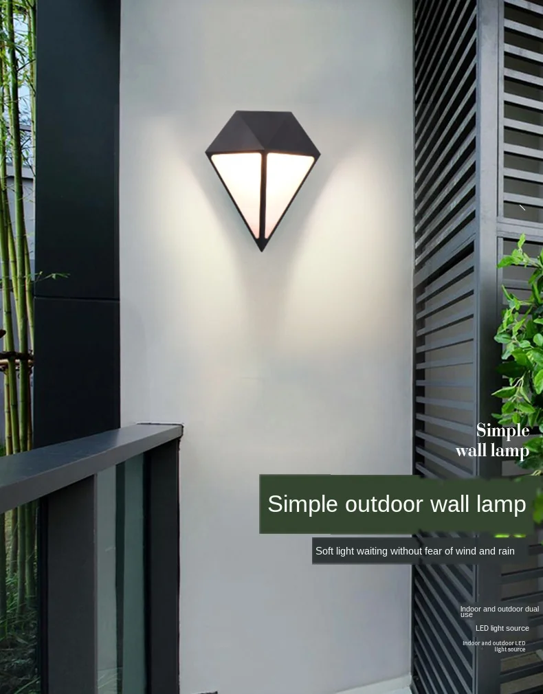 Roukeymi Minimalist Indoor Corridor Stair Wall Lamp Shaped Bedroom LED Garden Lamp Creative Living Room Diamond Wall Lamp IP65