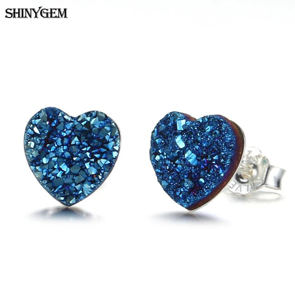 

Женские серьги-гвоздики ShinyGem 7*7 мм с сердечками из натурального сверкающего хрусталя, небольшой талисман из стерлингового серебра 925 пробы