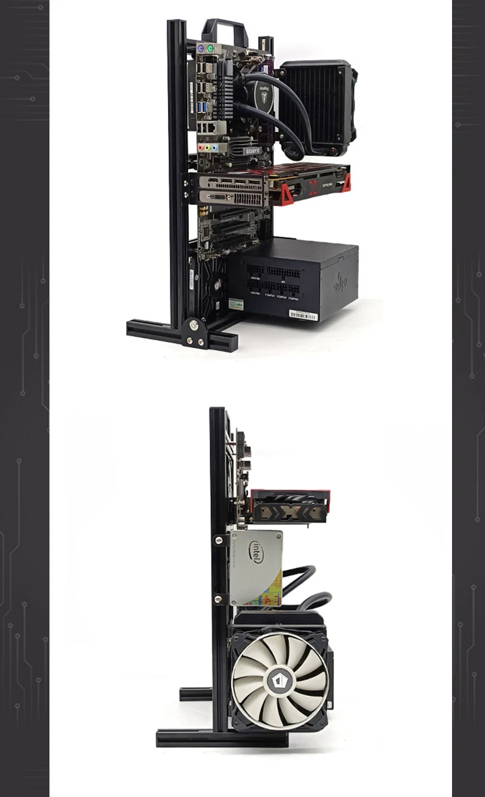 DIY Open Frame Computerbehuizing, ATX PC-chassisbehuizing Rek voor ATX/M-ATX /ITX Moederbord, Open Pc-behuizing met Handvat, Goed Warmteafvoereffect