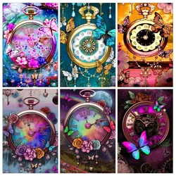 5D fai da te diamante pittura farfalla orologio mosaico trapano pieno quadrato/diamante rotondo ricamo punto croce Set decorazione della parete di casa