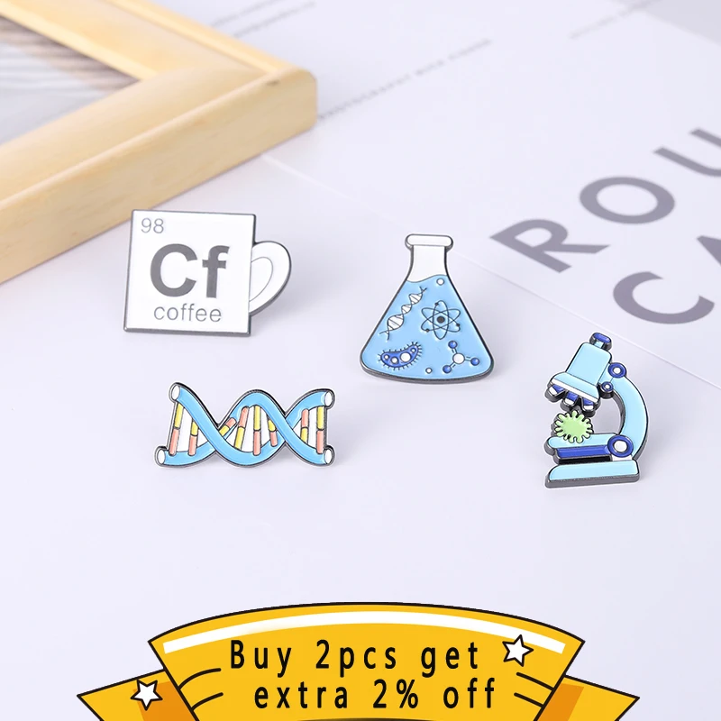 DNA Biological Experimental Enamel Pins Microbial Cells Science Chemistry Pharmacist Brooch Badge Lapel Jewelry Gift For Friends