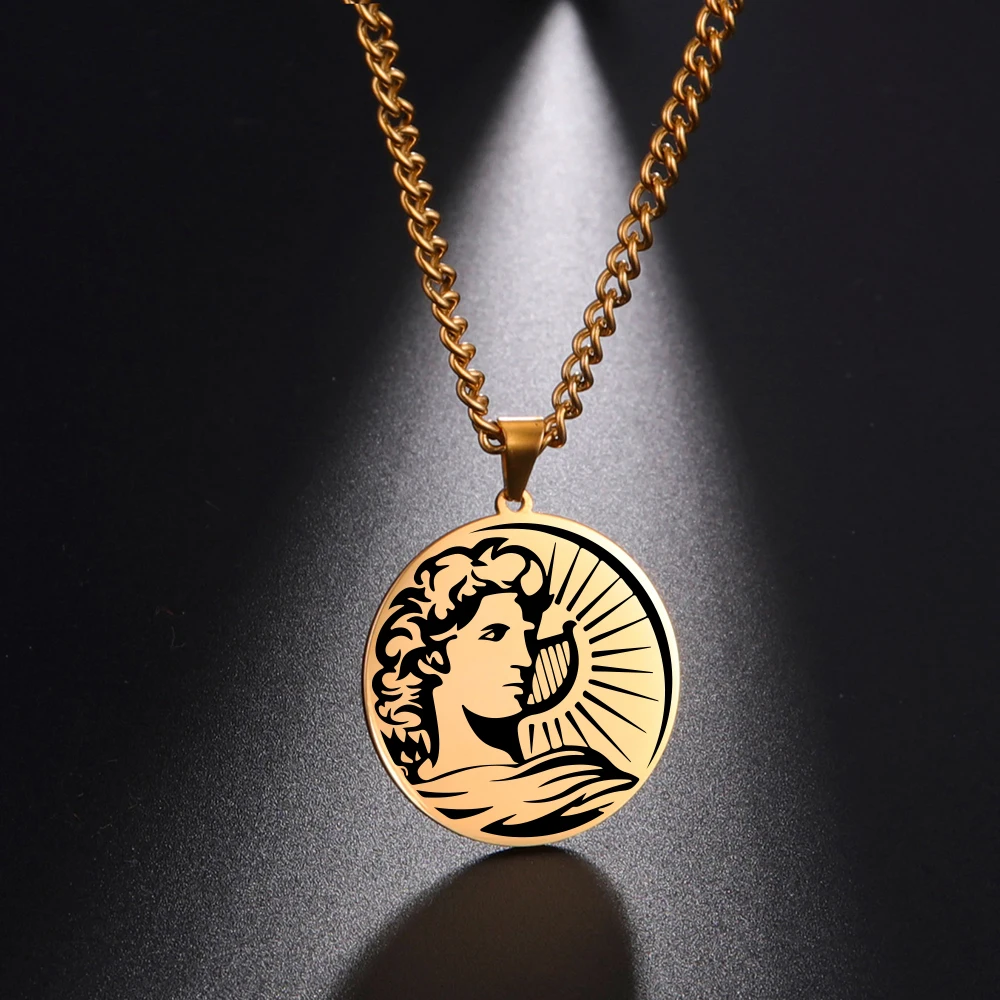 Greek Mythology APOLLO Necklace God King Of Sun Hope Supernatural Amulet Gift For Men Woman Kid Child Stainless Steel Jewelry