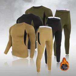 Men's Sports Running Fitness Plush Thermal Underwear Sets Winter Underwear Underwear Warm Clothes Plus Size S-3XL