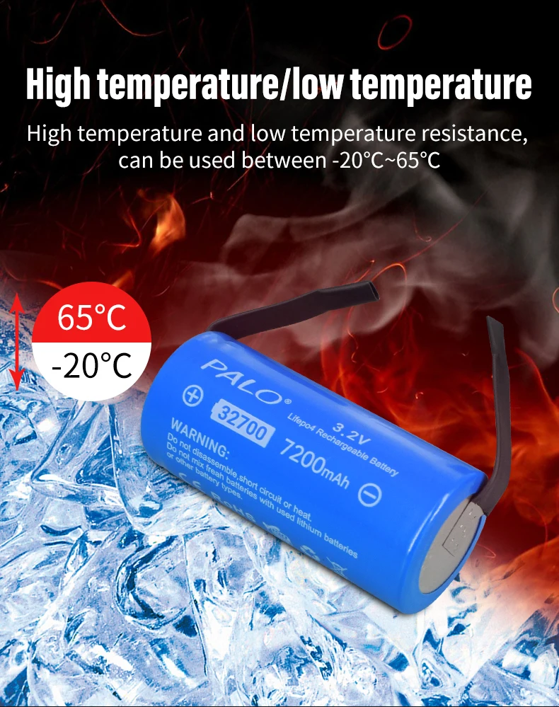 PALO Neue 32700 LiFePO4-Batterie 7200mAh 3,2V 32700 35A Dauerentladung Maximal 55A Hochleistungs-LiFePO4-Batterie + Nickelbleche – Detail 9