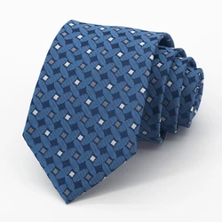 Blue 8CM Tie for Men Mariage Business Dresses Office Gentleman Necktie High Quality  Fashion Striped Cravate Wedding Gifts