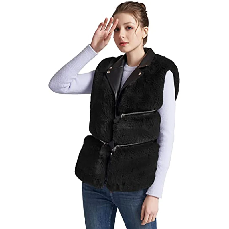 Giolshon 2022 Winter Women Faux Fur Vest Coat Short Sleeveless Jacket Outwear Female Warm Waistcoat