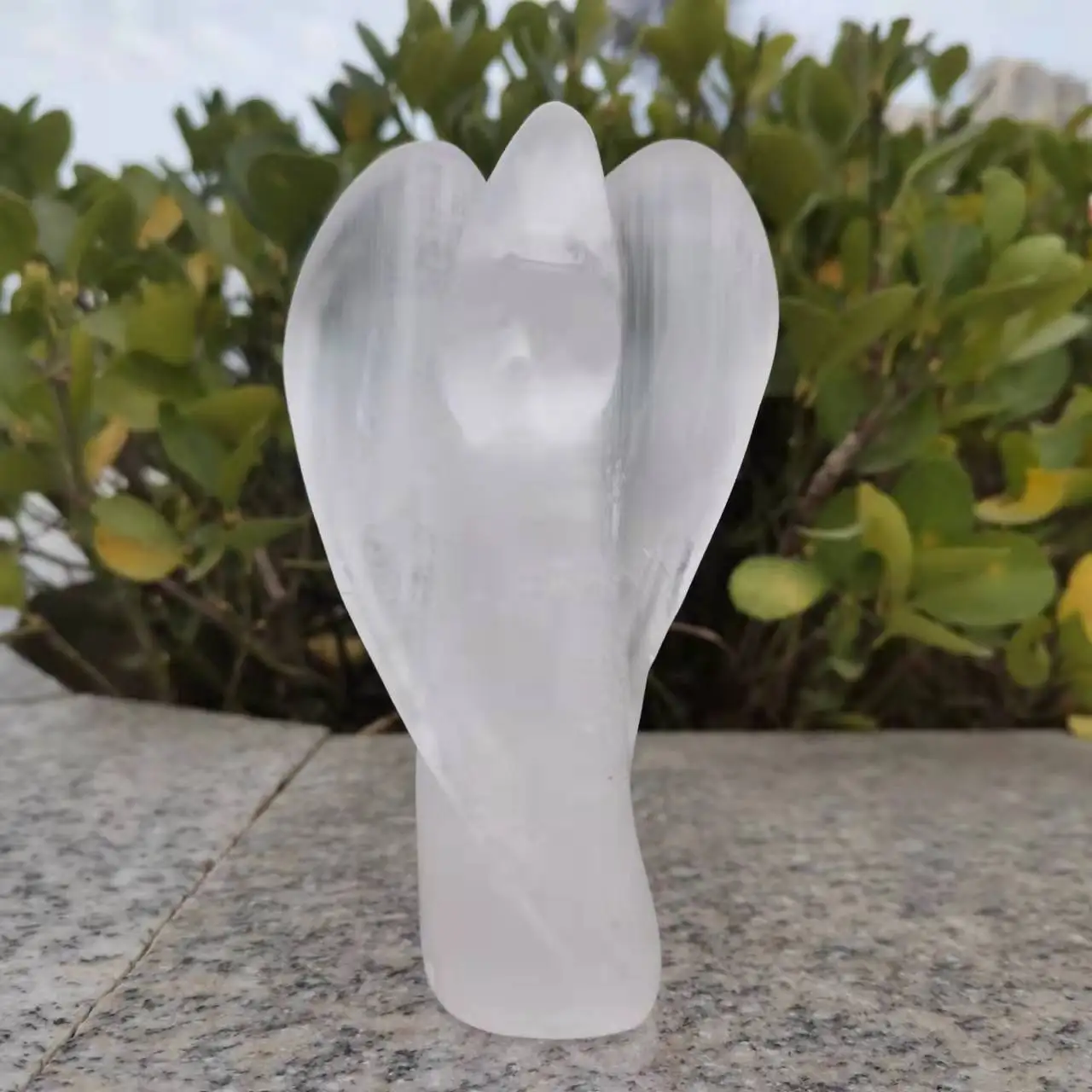 Natural Selenite Carved Pocket Peace Prayer Healing Angel gypsum Angel Healing Statue