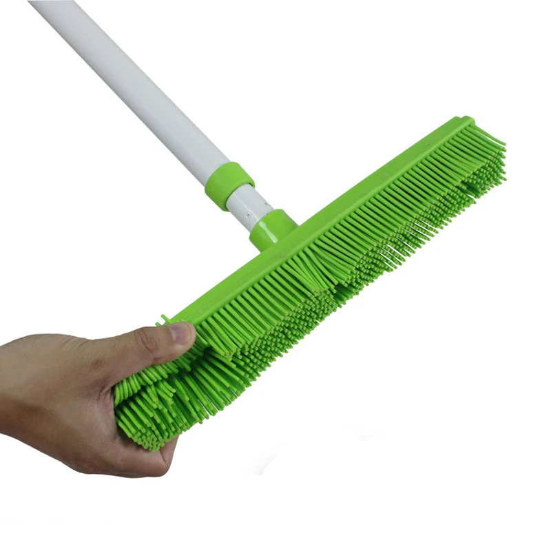 Rubber Besom Multifunctional Telescopic Broom Cleaner Pet Hair Removal Brush Home Floor Dust Mop & Carpet Sweeper