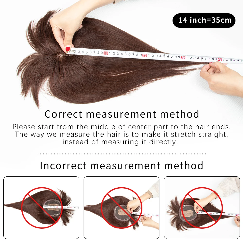 Isheeny 25-35cm Natural Human Hair Piece Brown Women Topper With Bangs 13x13cm Middle Part Clip Ins Machine Weft Hair Extensions