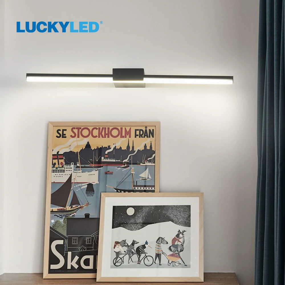 

LUCKYLED Picture Light AC85-265V 8W 10W 12W Modern Nordic Wall Light Black White Wall Lamp Fixture Indoor for Bedroom Bathroom