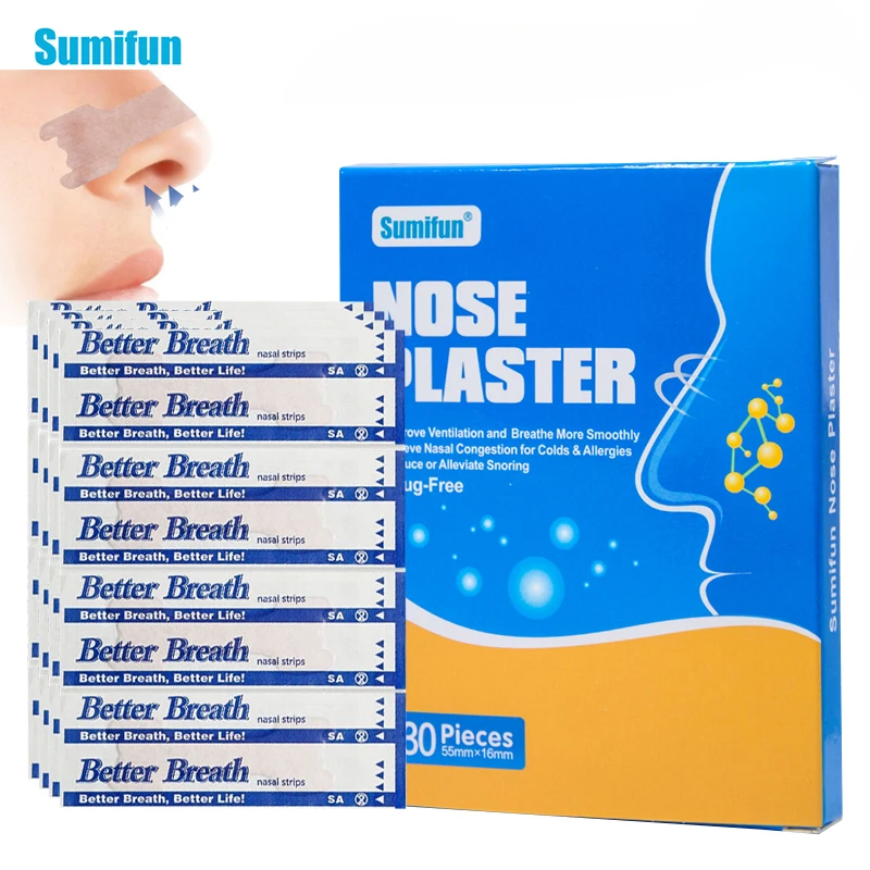 

Sumifun 30pcs Nose Rhinitis Strips Relief Nasal Congestion Snore Stopper Plaster Anti Snoring Stickers Nasal Strips Health Care