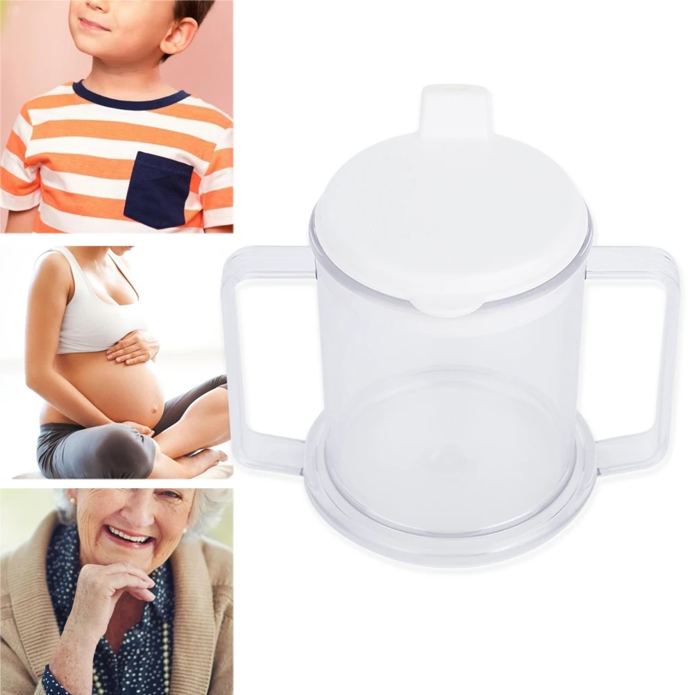 

Double Handle Mug Lightweight Water Drinking Cup Spill-proof Sippy Cup for Children Elderly