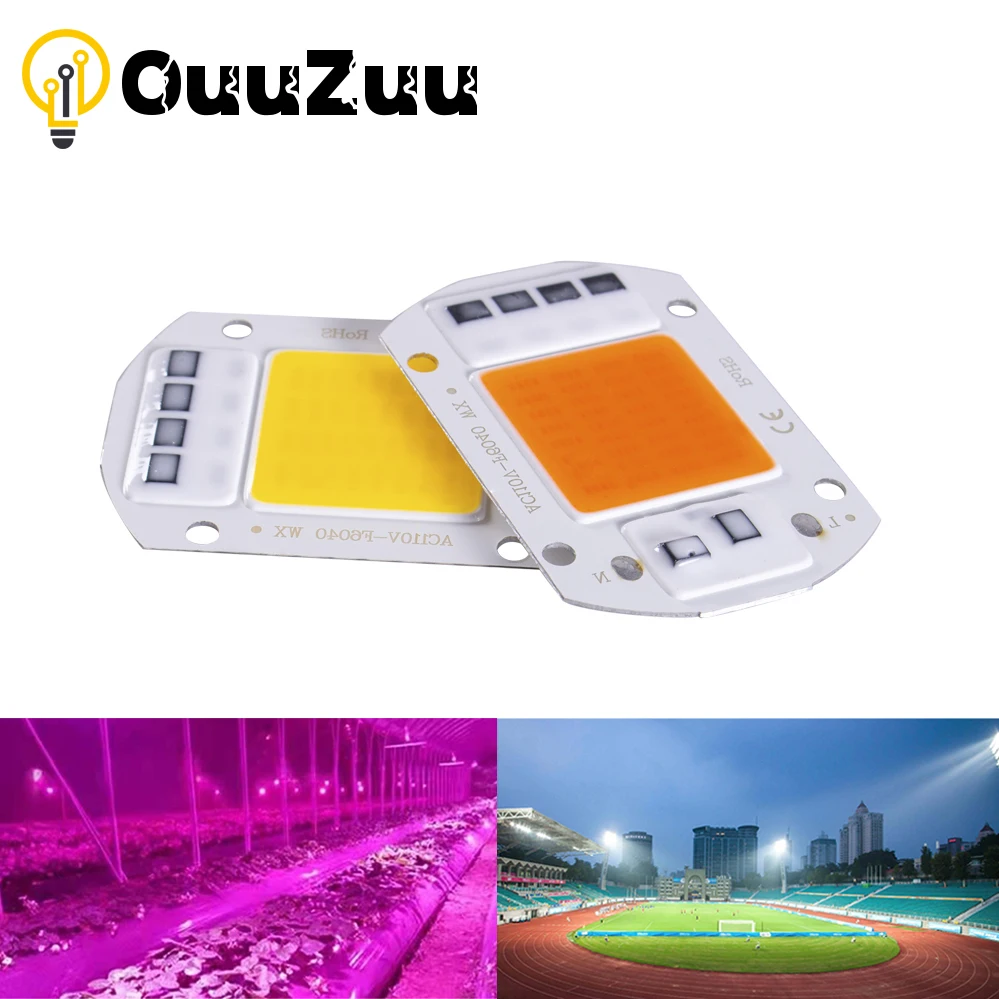 

COB LED Chip Lamp 220V 110V LED Bulbs Full Spectrum 20W 30W 50W Phyto lamp IP65 Smart IC DIY Flood Light Bulb Spotlight Outdoor