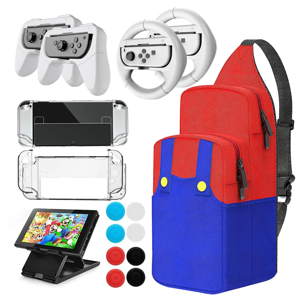 

15 in 1 NS Storage Shoulder Bag Pouch Case for Nintendo Switch Lite Console Stand CoverCase Handheld Joycon Grip for Switch Oled