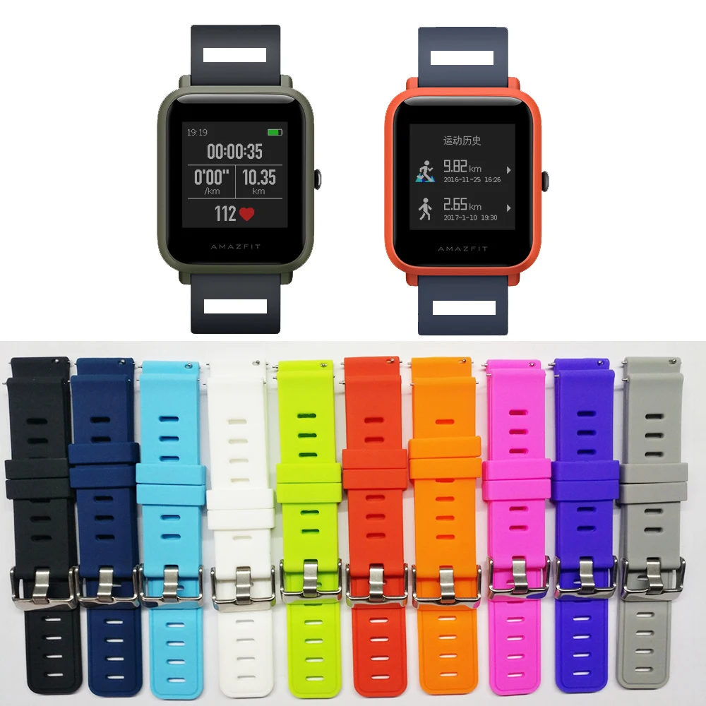 20mm Watch Band For Amazfit Bip S Strap Silicone Wristband Bracelet for Xiaomi Huami Amazfit GTS 2 2E 3/Bip Lite/Bip 1S/GTR 42mm