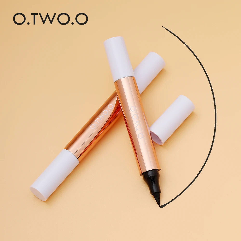 O.TWO.O 2pcs Eyeliner Stamp Kit Eyeliner Pencil Waterproof Long-lasting Resistant Black Liquid Eyeliner Stamp for Eyes Makeup