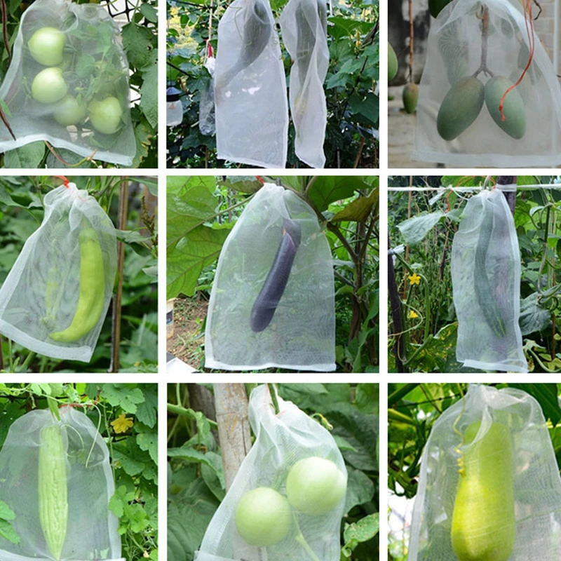 

50 Pcs Netting Bags Garden Plant Flower Fruit Protect Bags Insect Mosquito Bug Net Barrier Mesh Protection Bag for Plant Covers