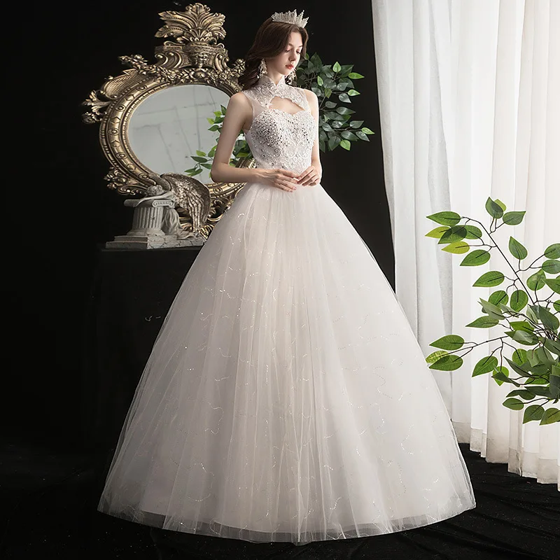 Mais tamanho nupcial branco vestidos de casamento para as mulheres clássico laço flor rendas até vestido de baile vestidos de noiva