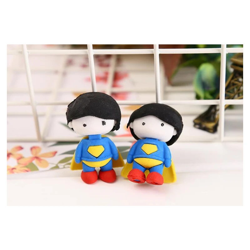 Cartoon Super Blue Cloak Eraser Superhero Children Gift Toy Student Pencil Writing Correction Supplies Office School Stationery