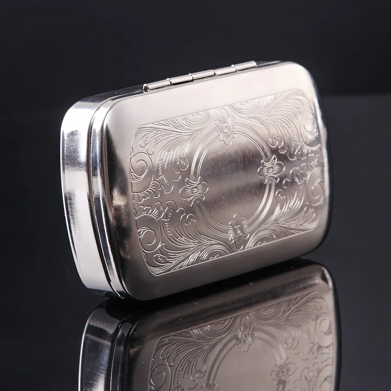 1pcs Silver Tobacco Box Case Humidor Storage For 70mm Rolling Paper Container and Rolling Cigarette c003