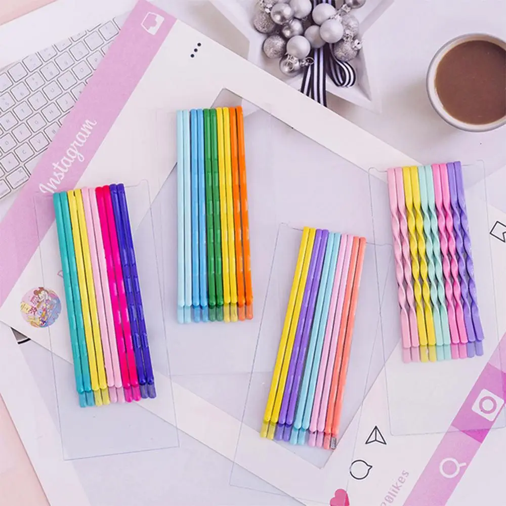 10 قطعة مقاطع الشعر لون الحلوى بنس للشعر المعادن لوحها مجعد المشابك للنساء الفتيات تصفيف إكسسوارات الشعر أغطية الرأس الطويلة