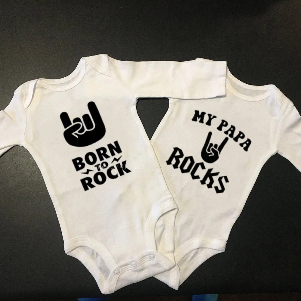 Born To Rock Newborn Baby Long Sleeve Cotton Baby Bodysuit Cute Baby Boy Clothes Jumpsuit Infant Outfit Baby Body Rock Outfits