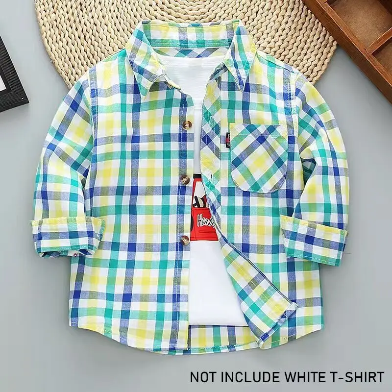 Toddler Thin Boys Long Sleeve Shirts Plaid Blouses For Kids Spring Autumn Children Clothes Casual Cotton Shirts Tops 1-7 Years