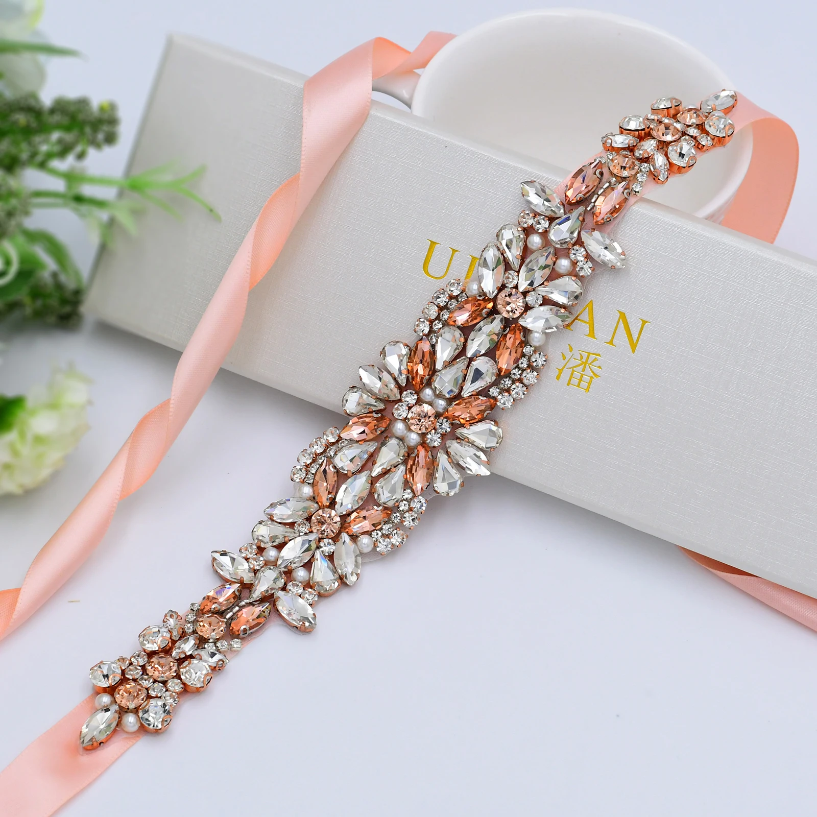 Rose Gold เข็มขัดเครื่องประดับ Rhinestone แต่งงานเข็มขัดเพชรแต่งงานชุดเข็มขัดผู้หญิงเข็มขัด Sparkle คริสตัลเข็มขัด