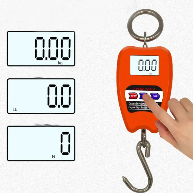 Digital Hanging Scale with Accurate Sensors 200Kg 440lb Crane Scale with Hooks for Farm Hunting Fishing Outdoor Large Luggage