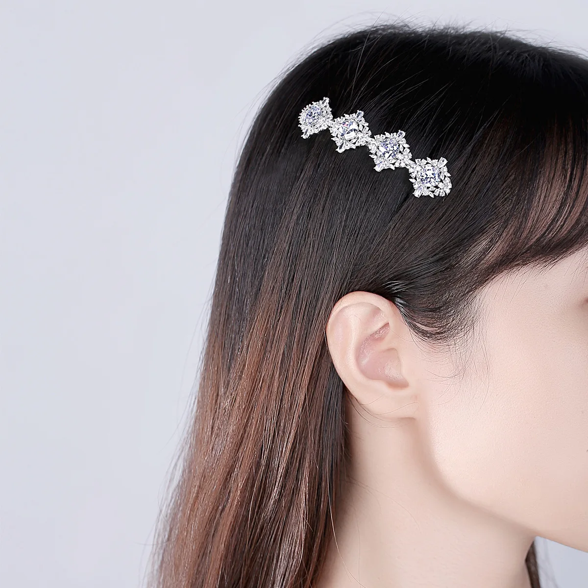 FXLRY Elegant Shinny AAA Cubic Zircons Hair Clips for Women Four Crystals Top Quality Bridal Wedding Jewelry