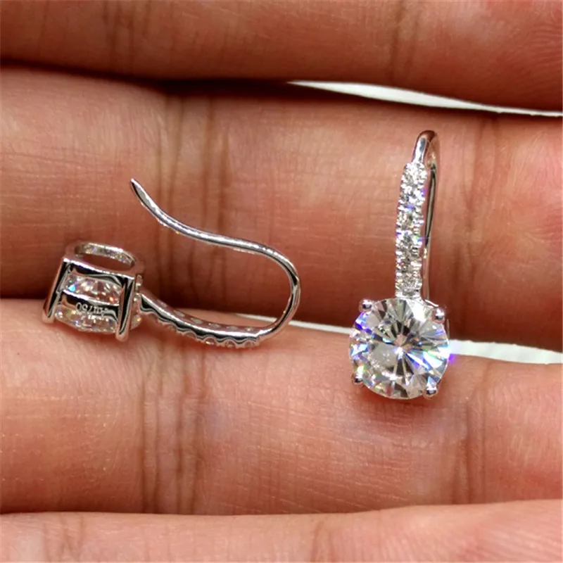 Drop Earrings For Women Small Ear Buckle Cubic Zirconia Super Flash Dangle Earring Bridal Wedding Engagement Jewelry CCE700