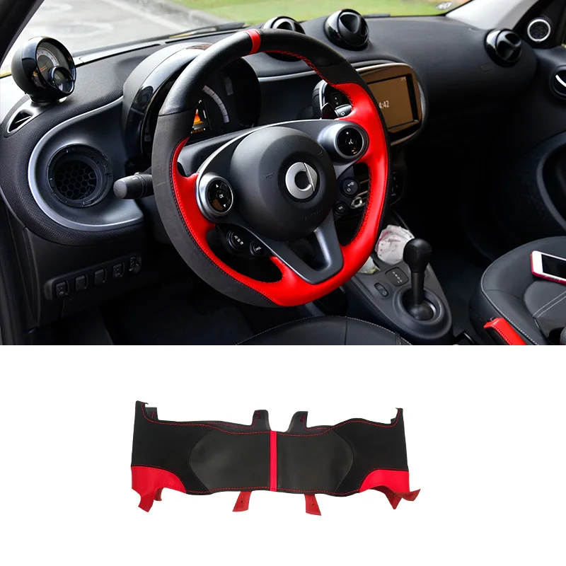 Car Interior Diameter 38CM DIY Genuine Leather Steering Wheel Covers For Smart Fortwo Forfour 453 Decoration Styling Accessories