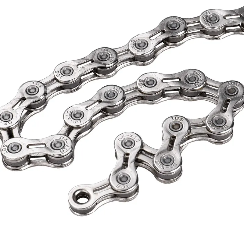 Deemount Full Nickel Plated 10 Speed Chain Bicycle 116Links 10S X10 MTB Road Bike Chain Strengthened Bridge High Pin Power Chain