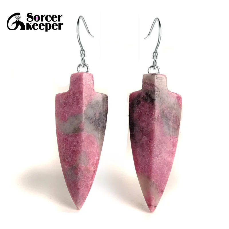 

Genuine Sterling Silver 925 100% Natural Rhodochrosite Gemstone High Grade Drop Earrings Red Fine Jewelry Gift for Women HS500