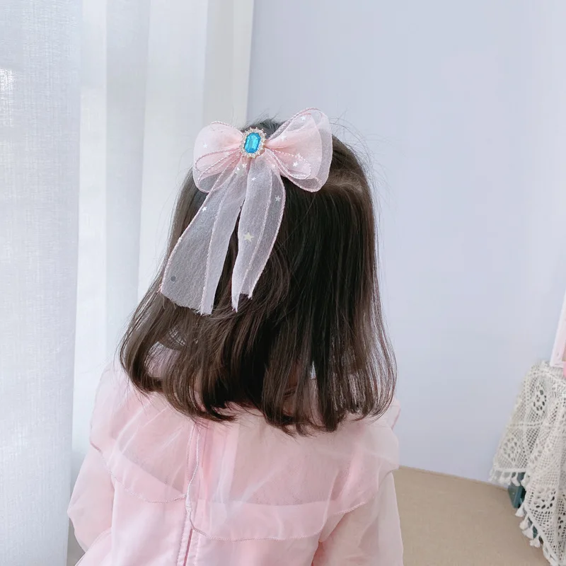 

Girls Big Bows Hair Clips Delicate Rhinestone Summer Barrettes Baby Pentagram Hairpins Korean Style Children Hair Accessories