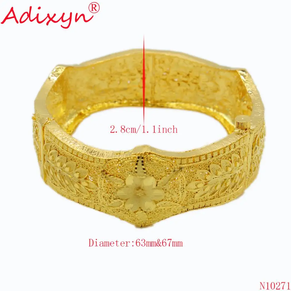Adixyn Wide Dubai Bangles For Women/Girls 24k Gold Color/Copper Bangles&Bracelet African/Arab/Kenya/Middle Easter N10271