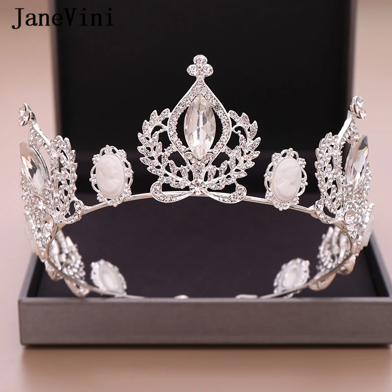 JaneVini 2019 New Elegant Gold/White Bridal Crowns Jewelry Crystal Rhinestone Princess Tiaras Headpiece Wedding Hair Accessories