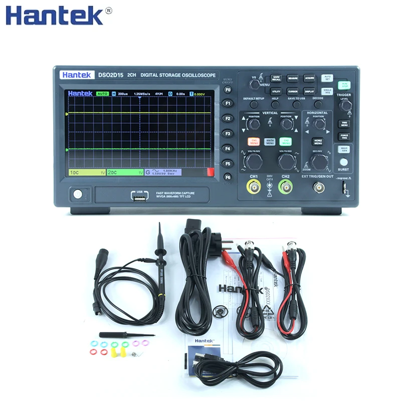 Hantek-Oscill numérique DSO2C10 DSO2D15 DSO2D10 DSO2C15, testeur de compteur portable USB, 2 canaux, bande passante 100Mhz/150Mhz