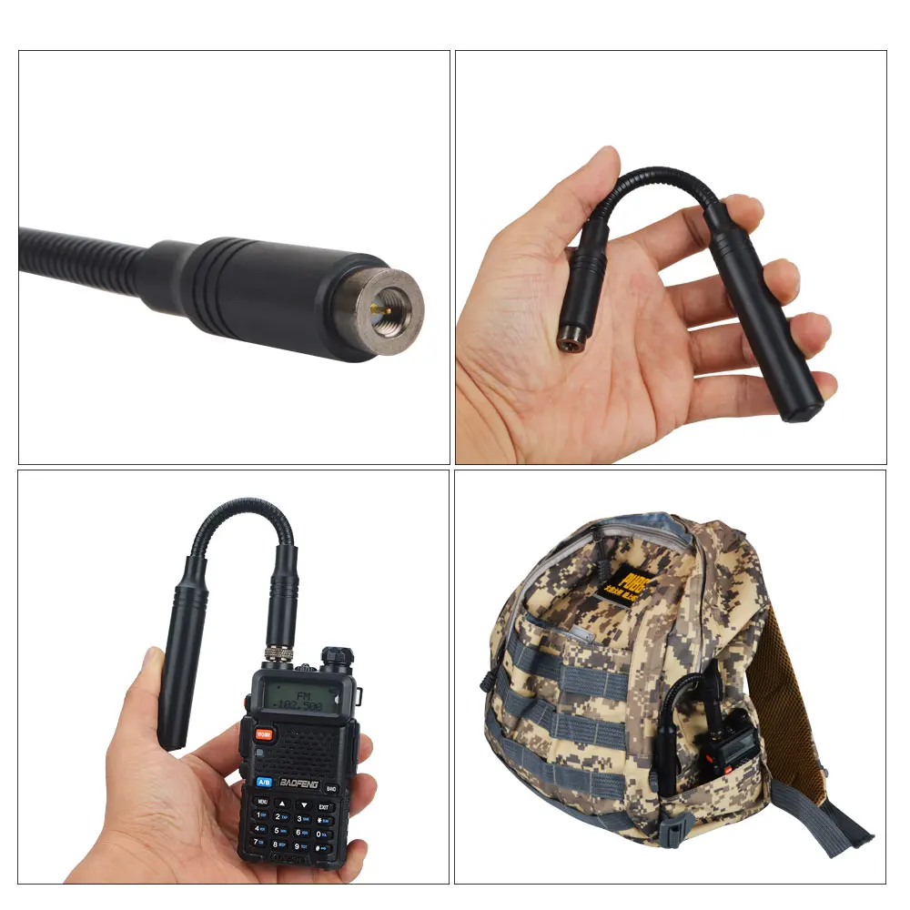 اسلكية تخاطب هوائي تكتيكي VHF UHF 144/430 ميجا هرتز 3.0dB ثنائي النطاق أوزة أنبوب الجري المحمولة اتجاهين هوائي الراديو 23 سنتيمتر