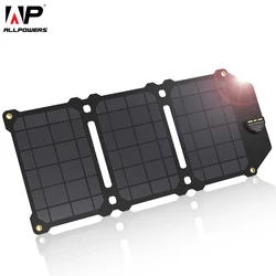 ALLPOWERS-Panel Solar portátil de 21W, células solares, cargador de baterías, carga de teléfono para Sony iPhoneX Plus 11Pro iPad