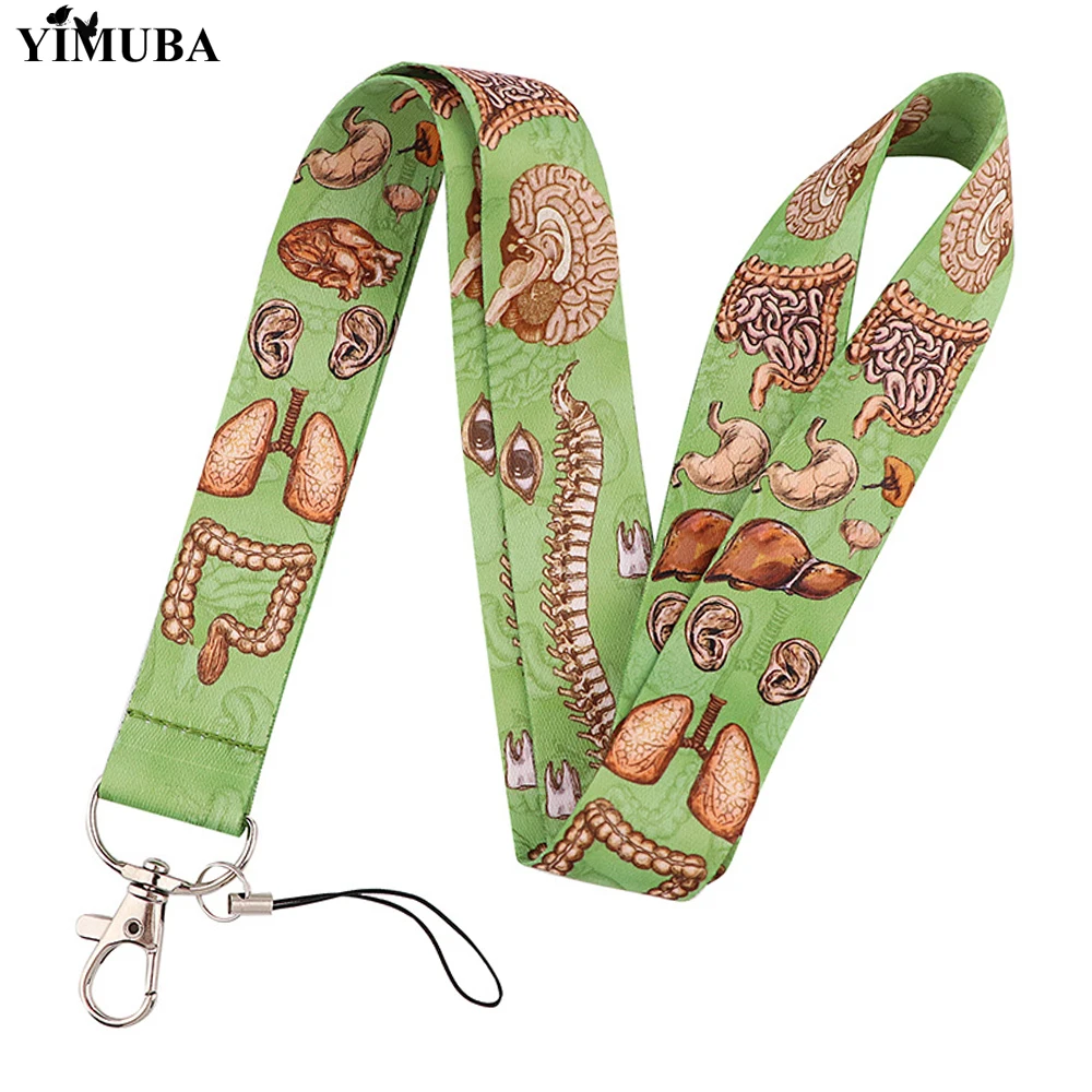 New Anatomy Human Organ Lanyards Keychain Brain Heart Stomach Cartoon Print Neck Straps Neckband Medical Student Graduation Gift